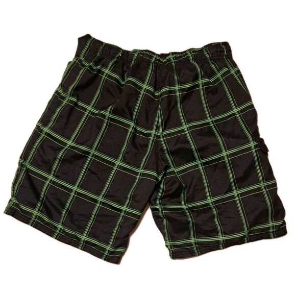 OP Board Shorts Men’s Large 36-38 Black Green Swim Trunks Surf Skate Beachwear - Picture 2 of 4